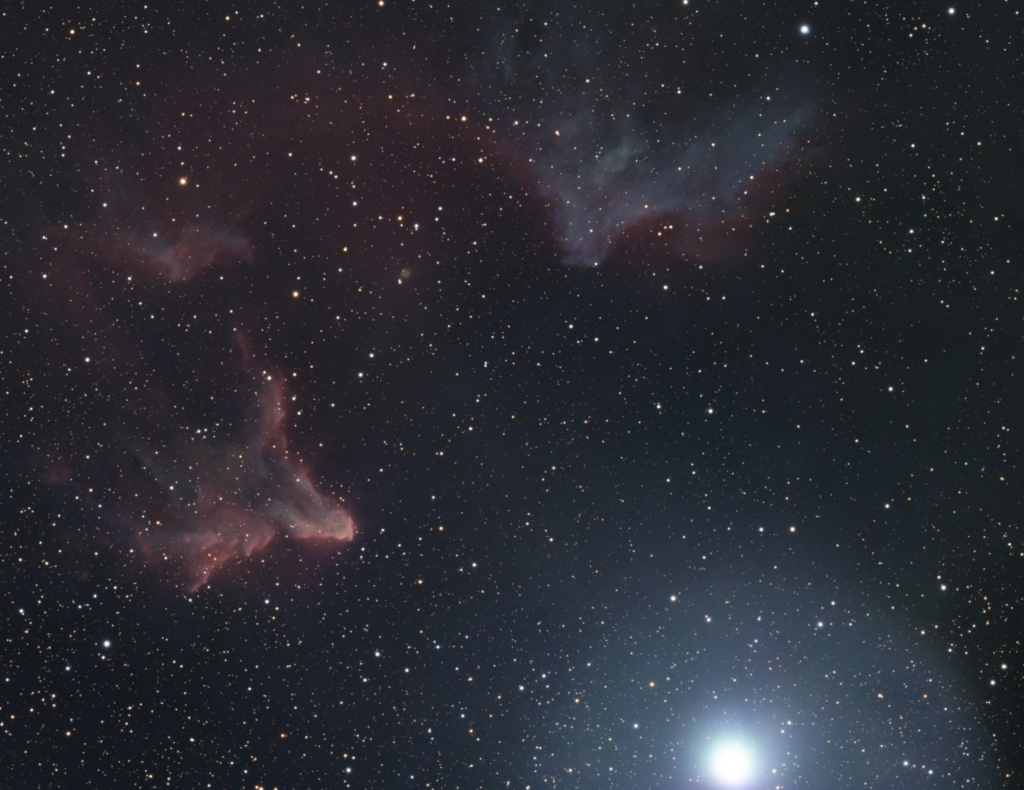 An image that alternates between two versions of the "ghost" photo, visible light and narrowband oxygen and hydrogen.